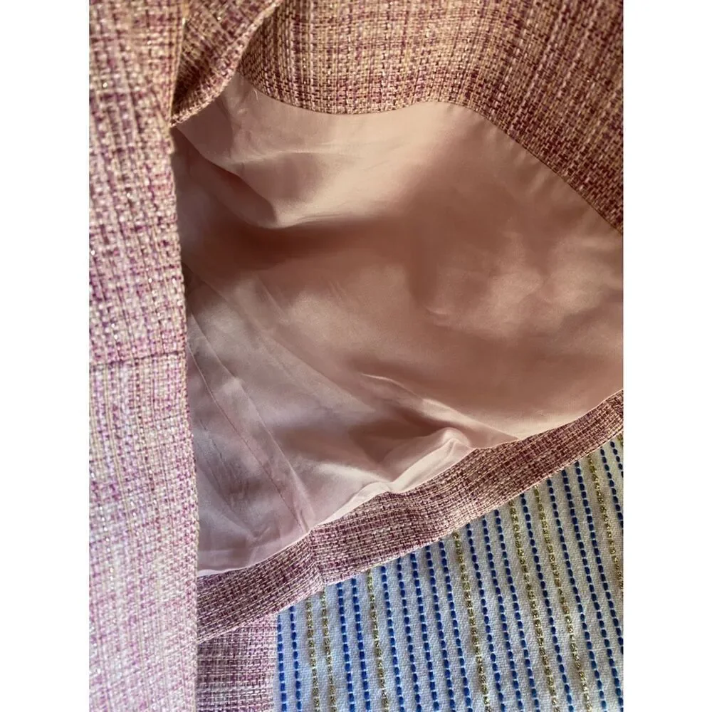MAJORELLE Blush Pink Tweed Blazer Jacket Sparkle Sz XS